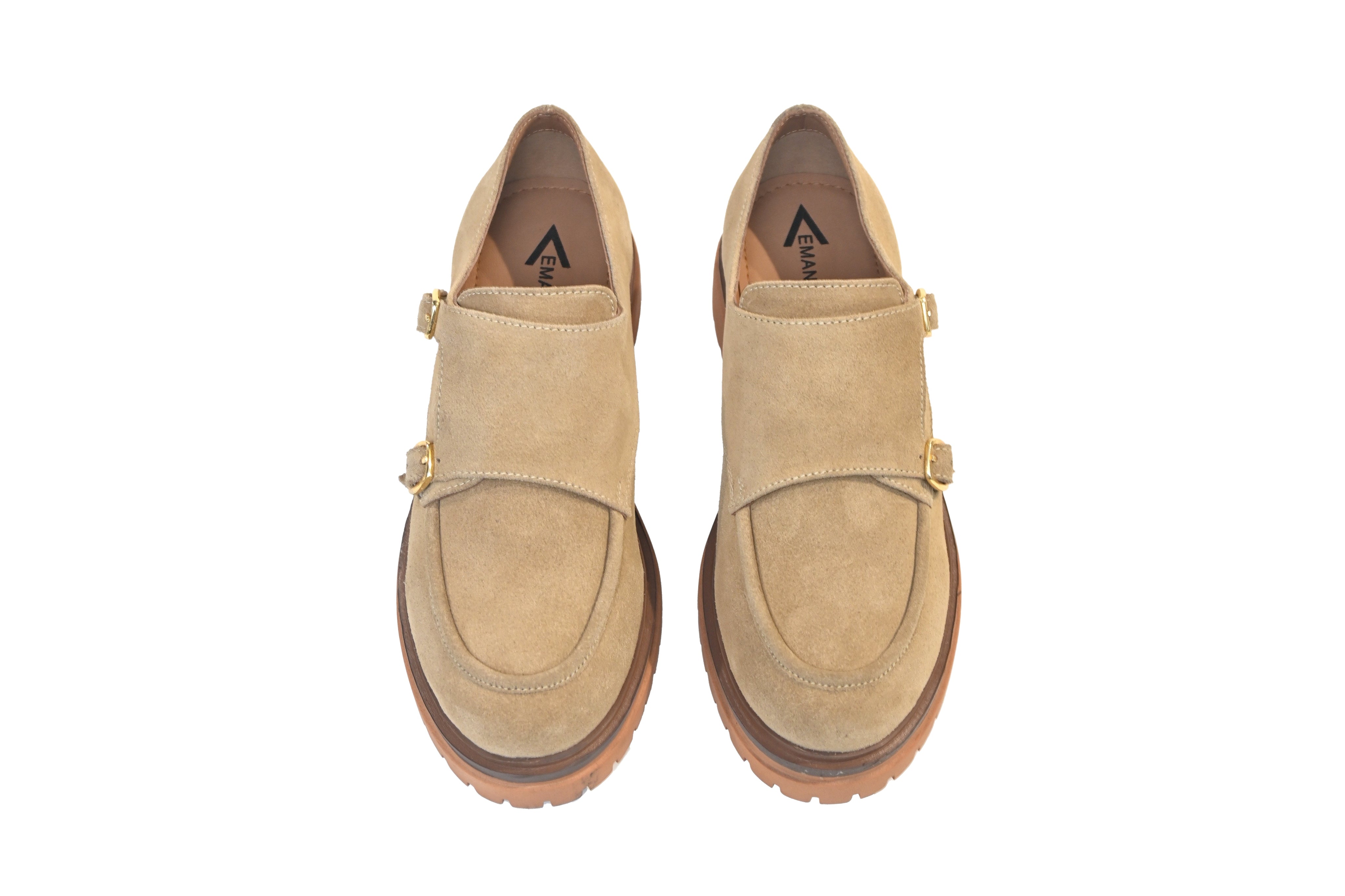 Emanuelle Vee Indira women's moccasins in neutral leather, featuring classic slip-on design and stylish stitching details.