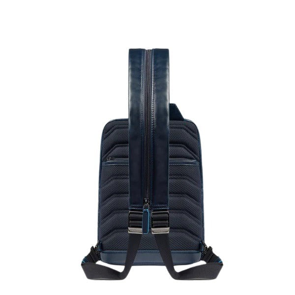 Piquadro Monospalla men's shoulder bag in black leather with adjustable strap and front pocket, stylish accessory for everyday use.