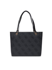 Guess Noelle II Tote in black with gold accents, featuring spacious interior and dual handles for shopping and everyday use.