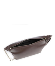 Borsa mini crossbody Furla in pelle marrone con chiusura a zip e manico a catena.