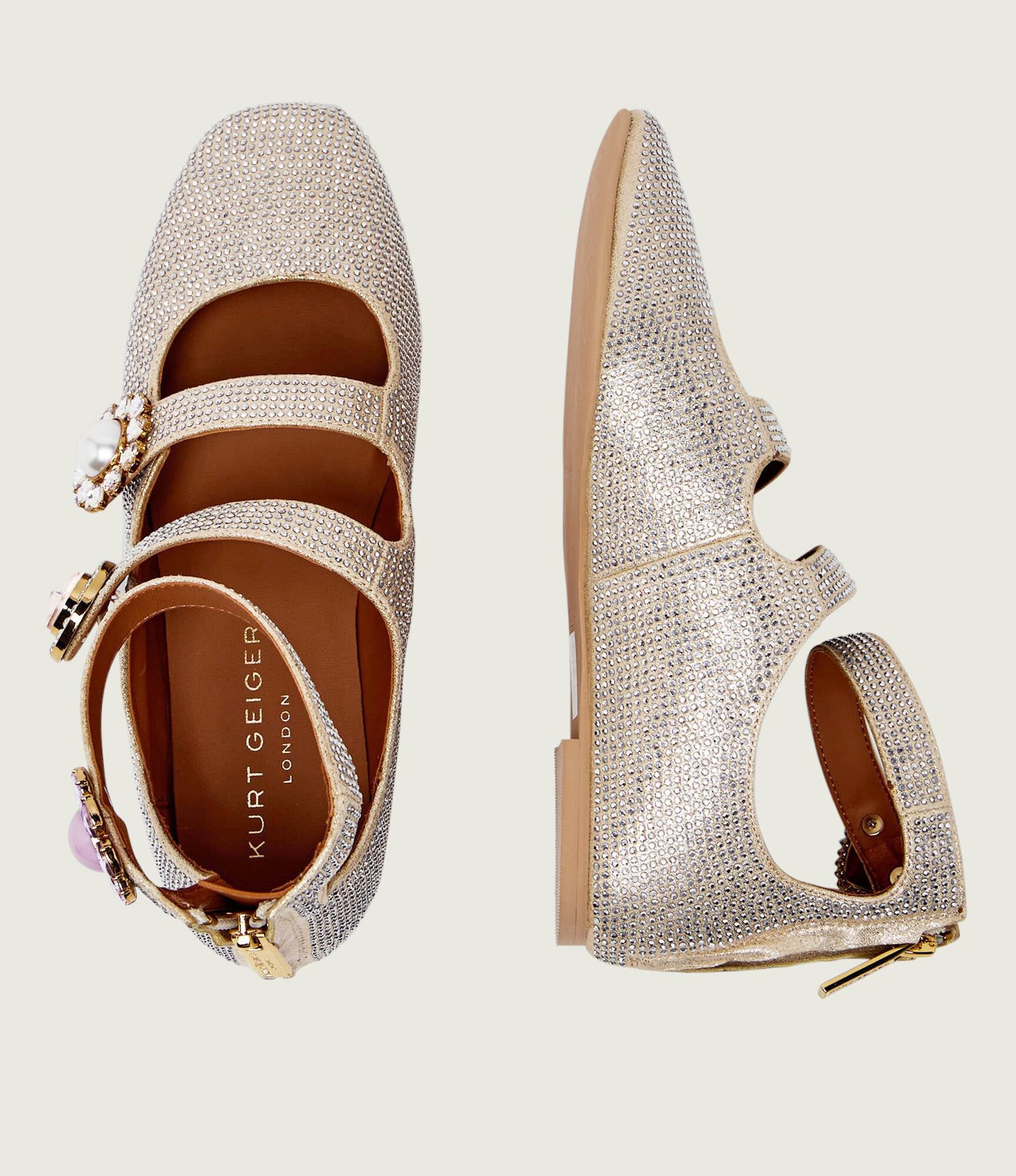 Ornate Gladiator Ballet flats by Kurt Geiger featuring intricate strap details and elegant design for women's footwear.