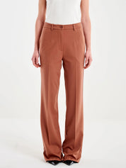 Vicolo Donna pantaloni in beige fabric, tailored fit with side pockets and belt loops, stylish and comfortable women’s trousers.