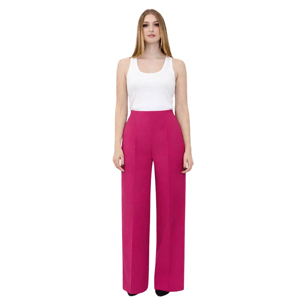 Light beige Vicolo women's palazzo pants with wide-leg design, made of soft, flowy fabric, perfect for stylish comfort.