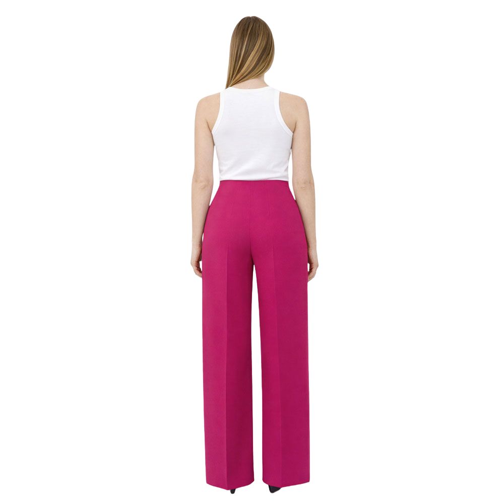 Light beige Vicolo donna palazzo pants with wide-leg design, high waist, and relaxed fit, ideal for casual or office wear.