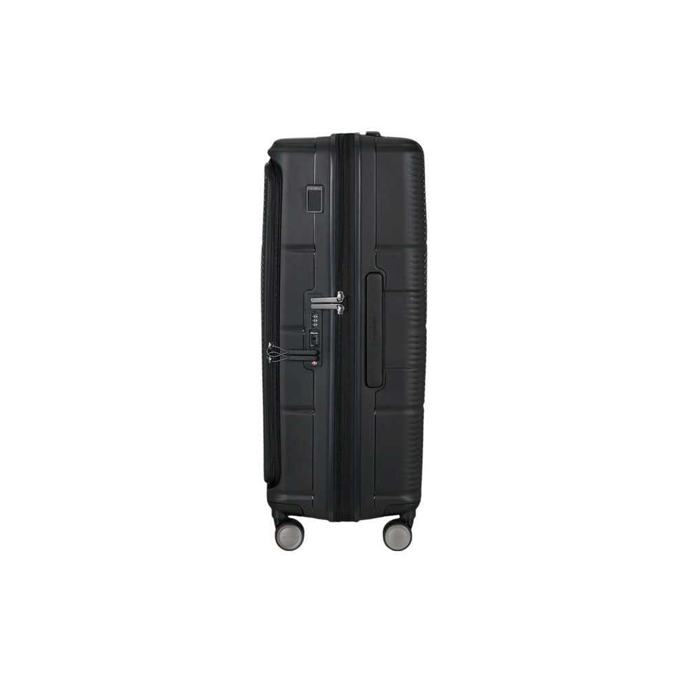 Large Samsonite Paralux trolley for unisex travel, featuring a sturdy hard shell and spacious interior for luggage.
