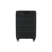 Large Samsonite Paralux trolley in black with sturdy wheels and extendable handle, designed for unisex travel and easy packing.