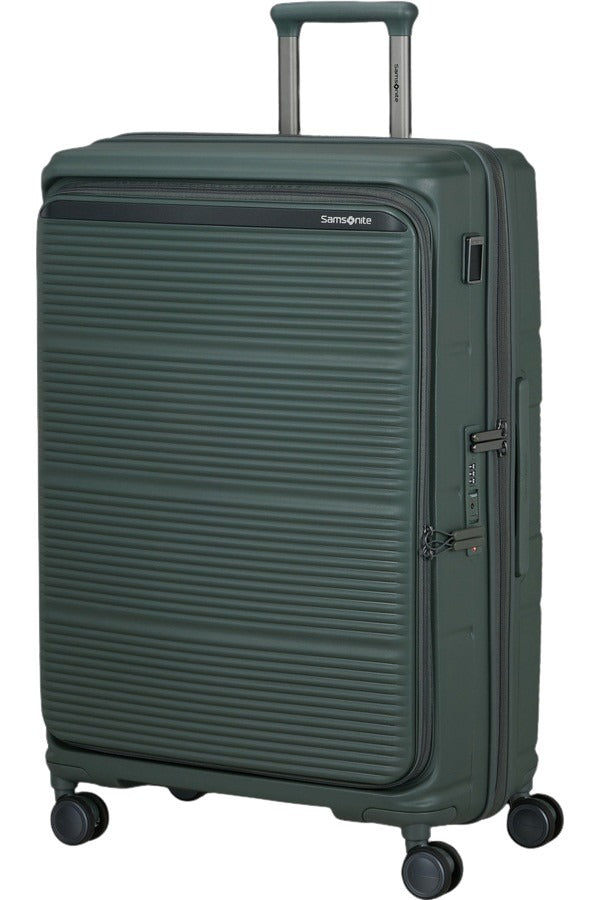 Large Samsonite Paralux trolley case with sturdy wheels and telescopic handle, designed for unisex travel and large luggage needs.