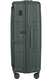 Large Samsonite Paralux trolley suitcase with sturdy exterior and extended handle, designed for unisex travel and large luggage needs.
