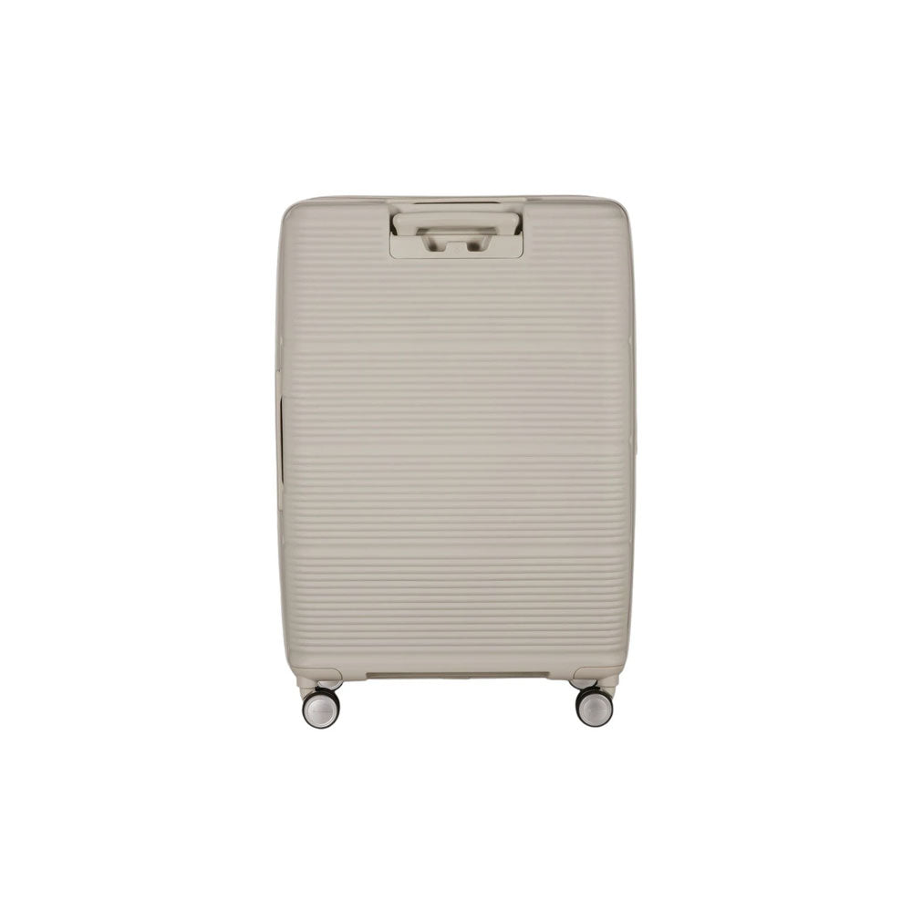 Large Samsonite Paralux trolley case with sturdy handles and wheels, designed for unisex travel and large luggage needs.