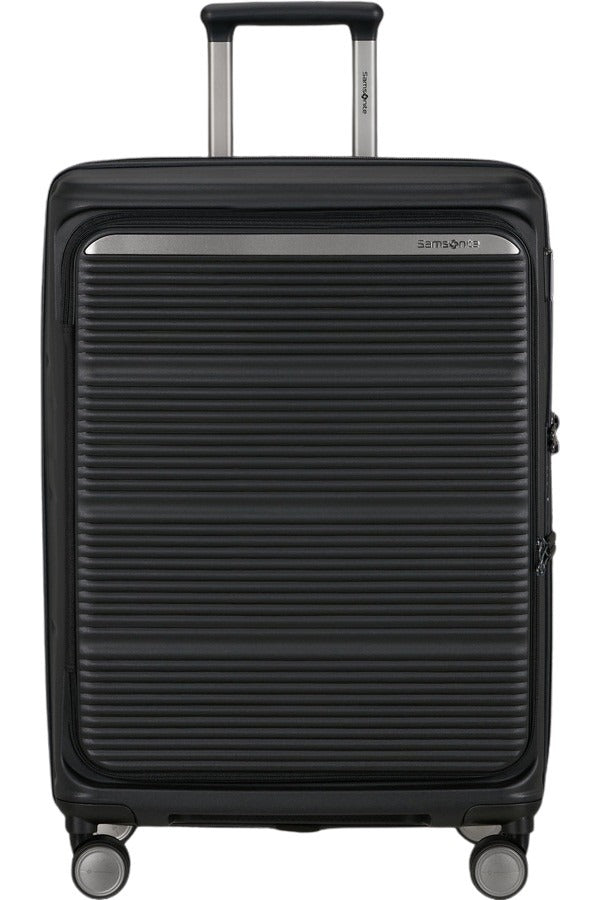 Samsonite Paralux Medium Trolley suitcase for unisex travel, showing sturdy design and medium size for convenient luggage.