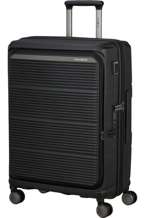 Samsonite Paralux Medium Trolley suitcase for unisex travel, with a sleek design and sturdy wheels for easy rolling.