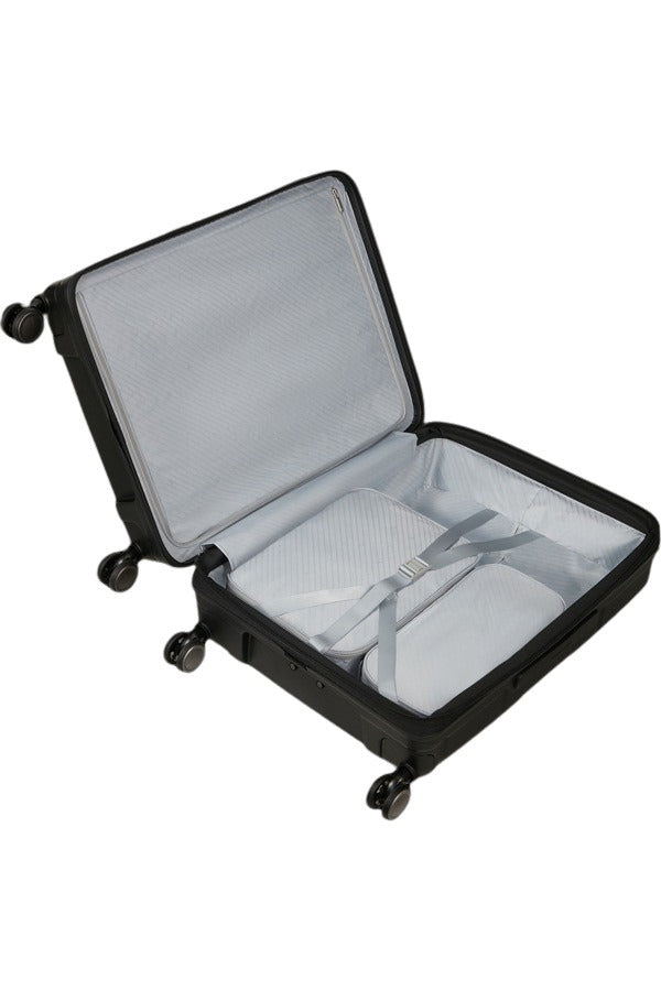 Samsonite Paralux Medium Trolley, unisex travel luggage with hard shell, black color, and extendable handle for medium-sized trips.
