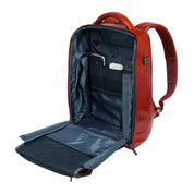 Blue Piquadro unisex 14-inch laptop backpack with square design, made of durable piquadro material.