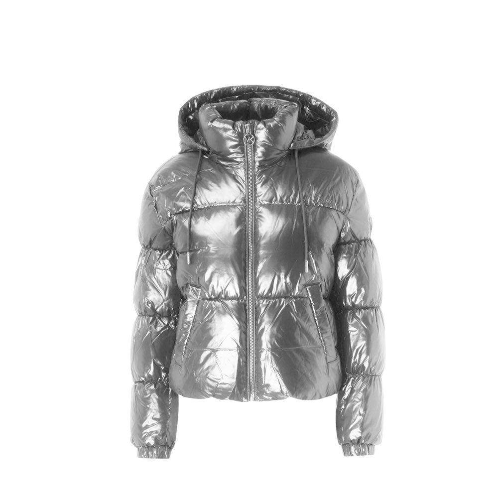 Light beige Michael Kors women's down jacket, stylish Donna Piumino with quilted design and zip closure.