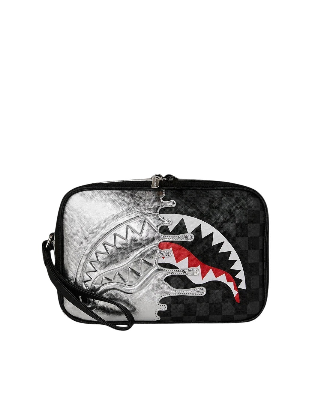 Silver Side Drip Black Check Brick Toiletry Sprayground - MYLILLY