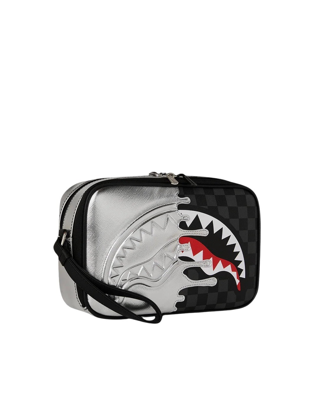 Silver Side Drip Black Check Brick Toiletry Sprayground - MYLILLY