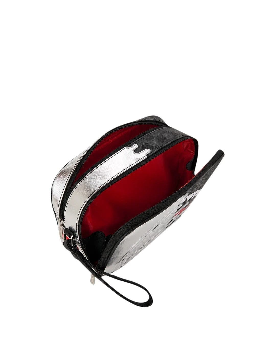 Silver Side Drip Black Check Brick Toiletry Sprayground - MYLILLY