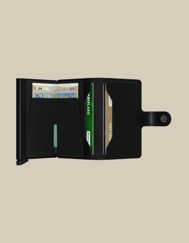Secrid Miniwallet in matte, unisex card holder and document case, compact leather accessory for credit cards and IDs