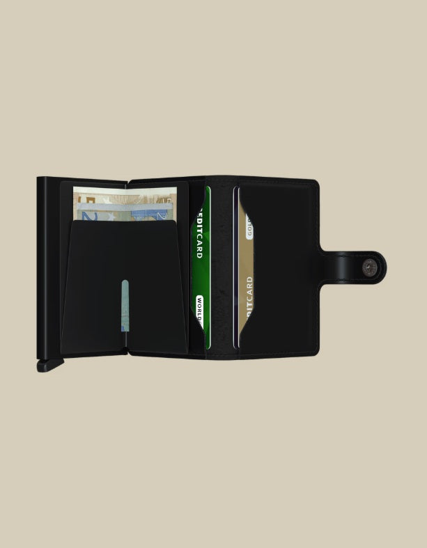Secrid Miniwallet in matte, unisex card holder and document case, compact leather accessory for credit cards and IDs