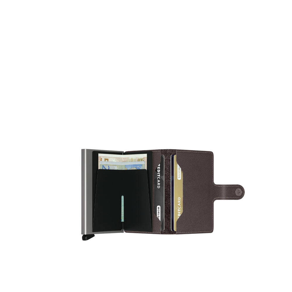 Secrid Miniwallet Original portable cardholder in black leather, compact unisex accessory for credit cards and documents.