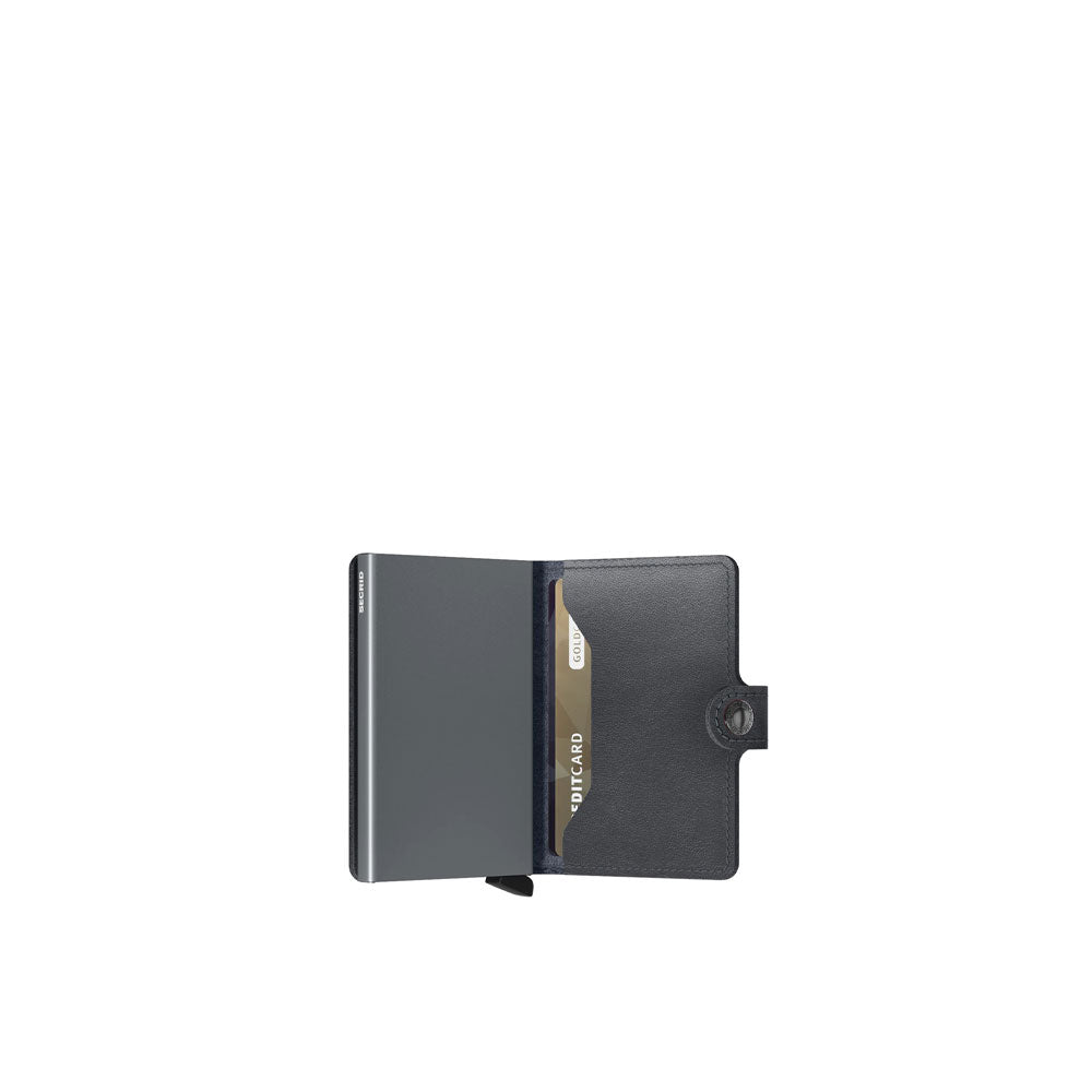 Secrid Miniwallet Original Porta carte unisex con slot per documenti e carte di credito in pelle nera, compatto e pratico.