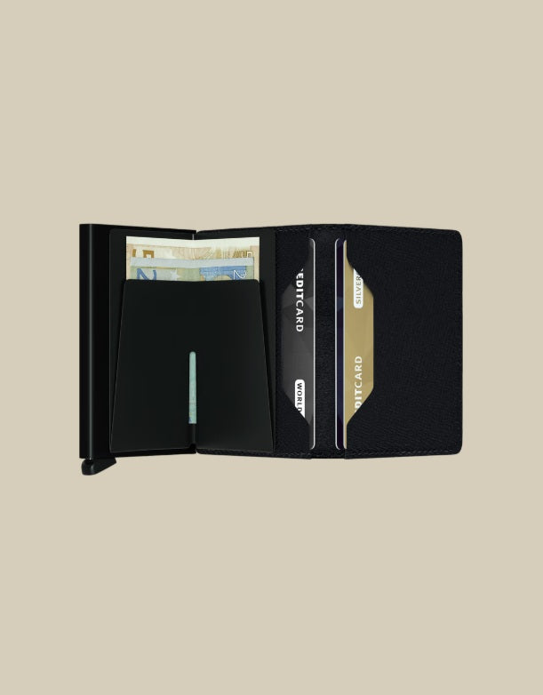 Slimwallet Crisple Secrid unisex card holder with compact design, featuring multiple card slots and minimalist aesthetic.