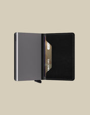 Secrid Slimwallet Original Porta carte in black leather, compact unisex wallet with card slots and minimalist design.