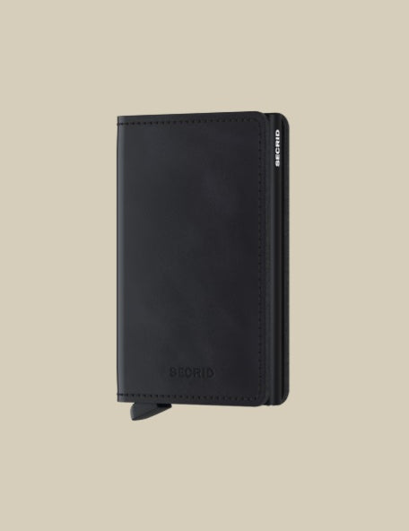 Vintage Secrid Slimwallet for unisex use, compact card holder and document organizer in leather, with a sleek, minimalist design.
