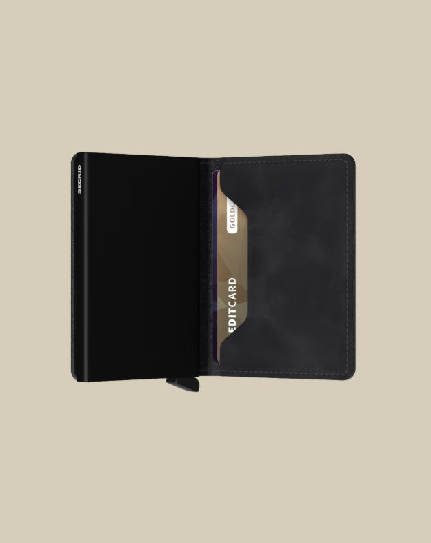 Secrid Slimwallet Vintage Porta carte unisex in minuteria, designed for documents and credit cards, with a classic leather finish.
