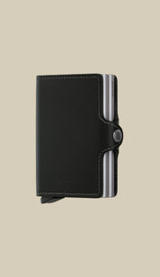 Secrid Twinwallet Original Secrid unisex card holder with compact design for credit cards and documents, black leather finish.