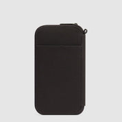 Piquadro Lyss passport holder in black leather with silver logo, unisex accessory with multiple card slots and passport compartment.