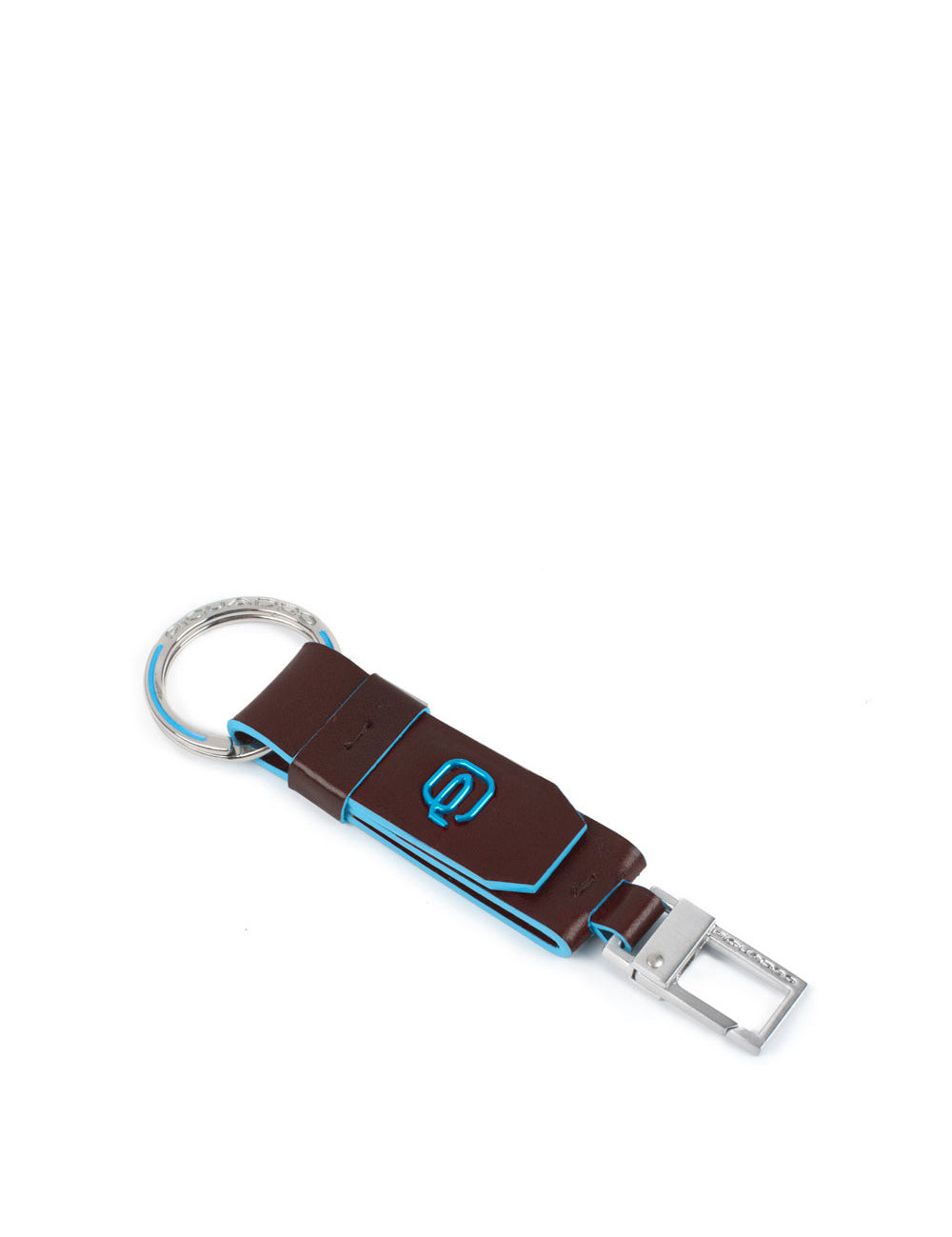 Portachiavi Blue Square in pelle con anello e moschettone Piquadro - MYLILLY