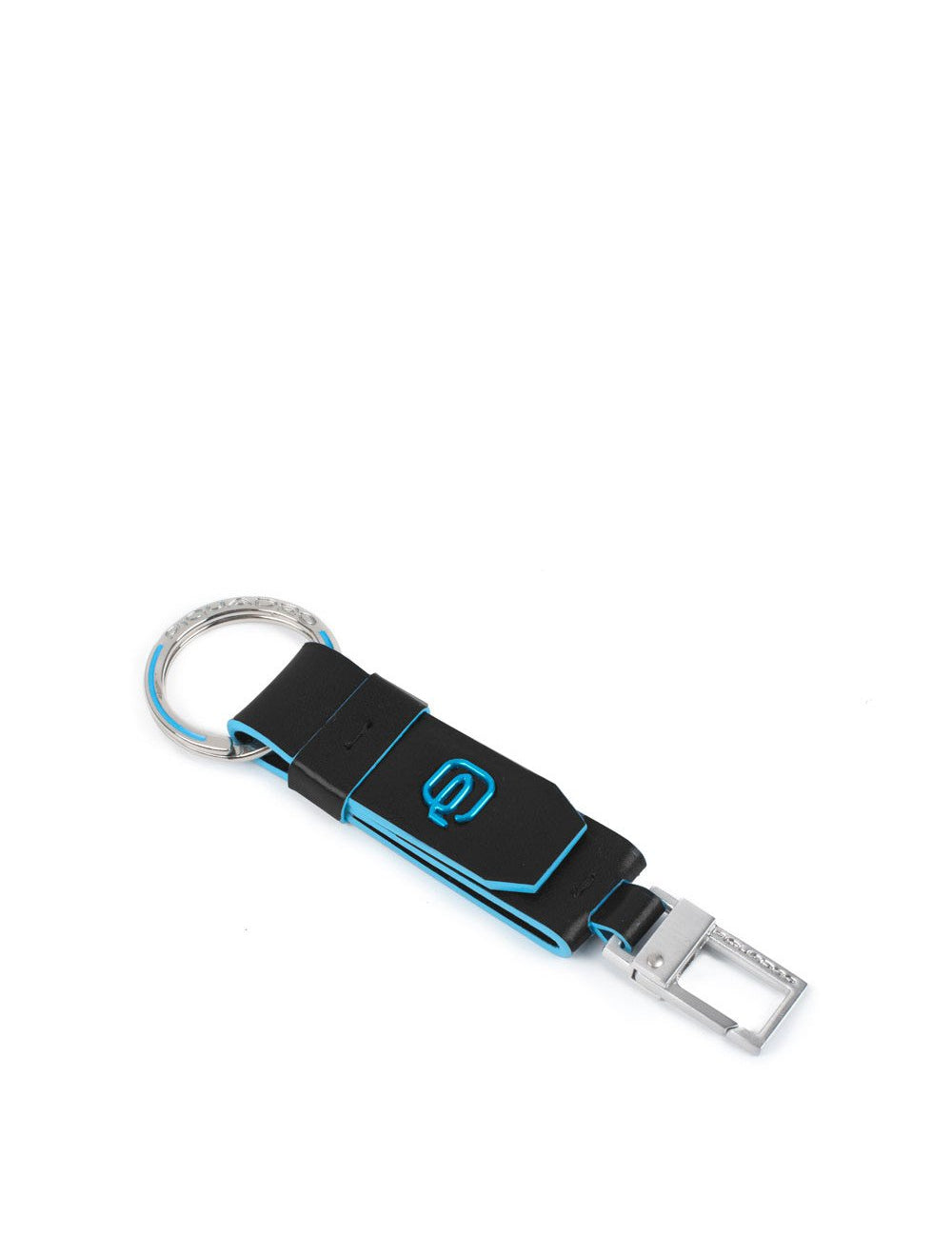Portachiavi Blue Square in pelle con anello e moschettone Piquadro - MYLILLY