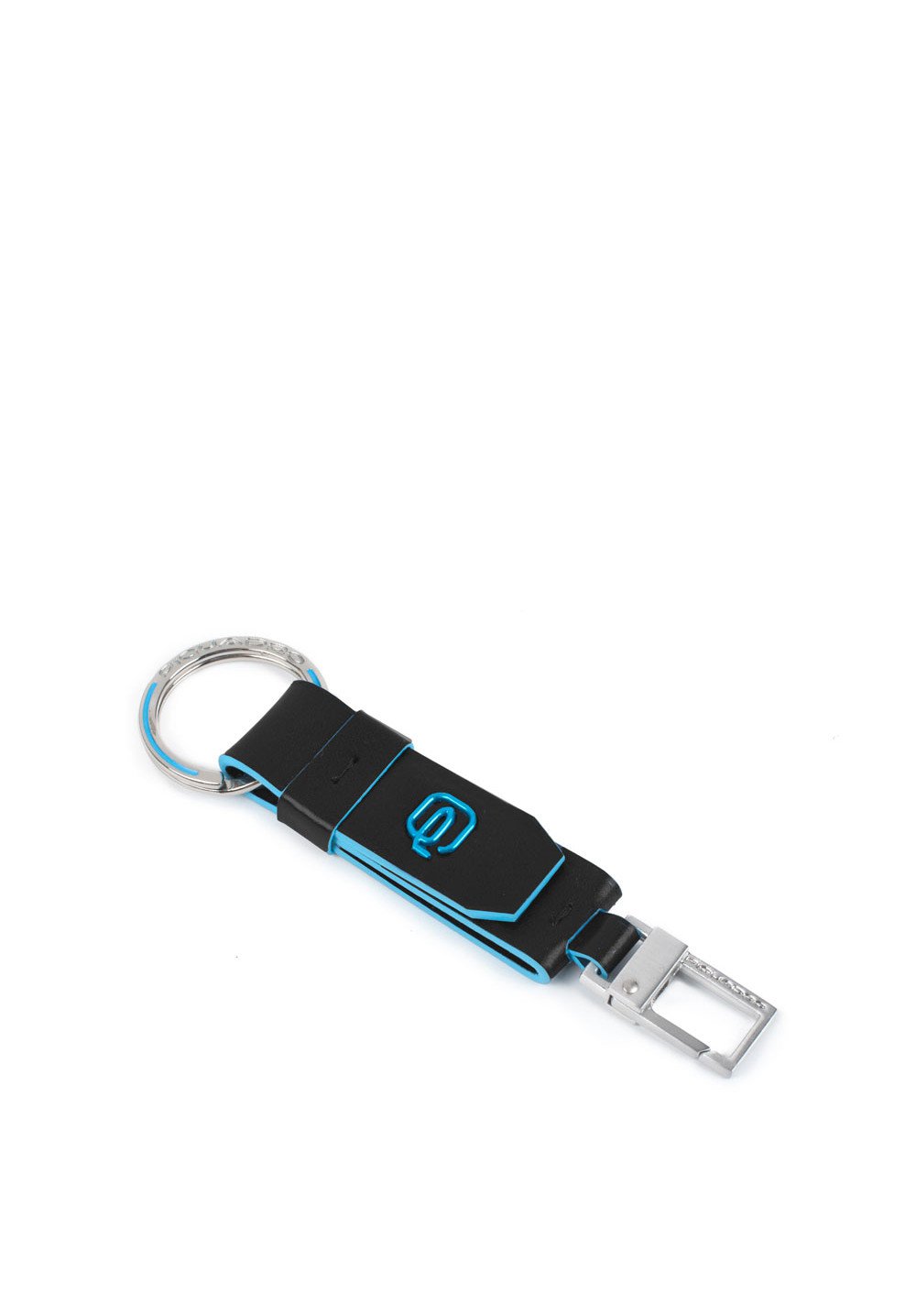 Portachiavi Blue Square in pelle con anello e moschettone Piquadro - MYLILLY