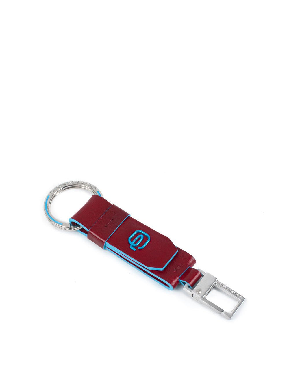 Portachiavi Blue Square in pelle con anello e moschettone Piquadro - MYLILLY