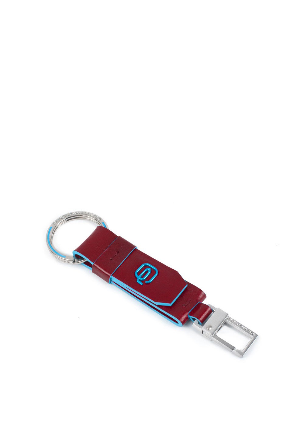 Portachiavi Blue Square in pelle con anello e moschettone Piquadro - MYLILLY