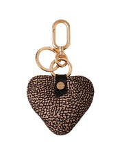 Borbonese heart-shaped keychain for women, stylish metal accessory with branded logo detail, perfect for keys or bags.