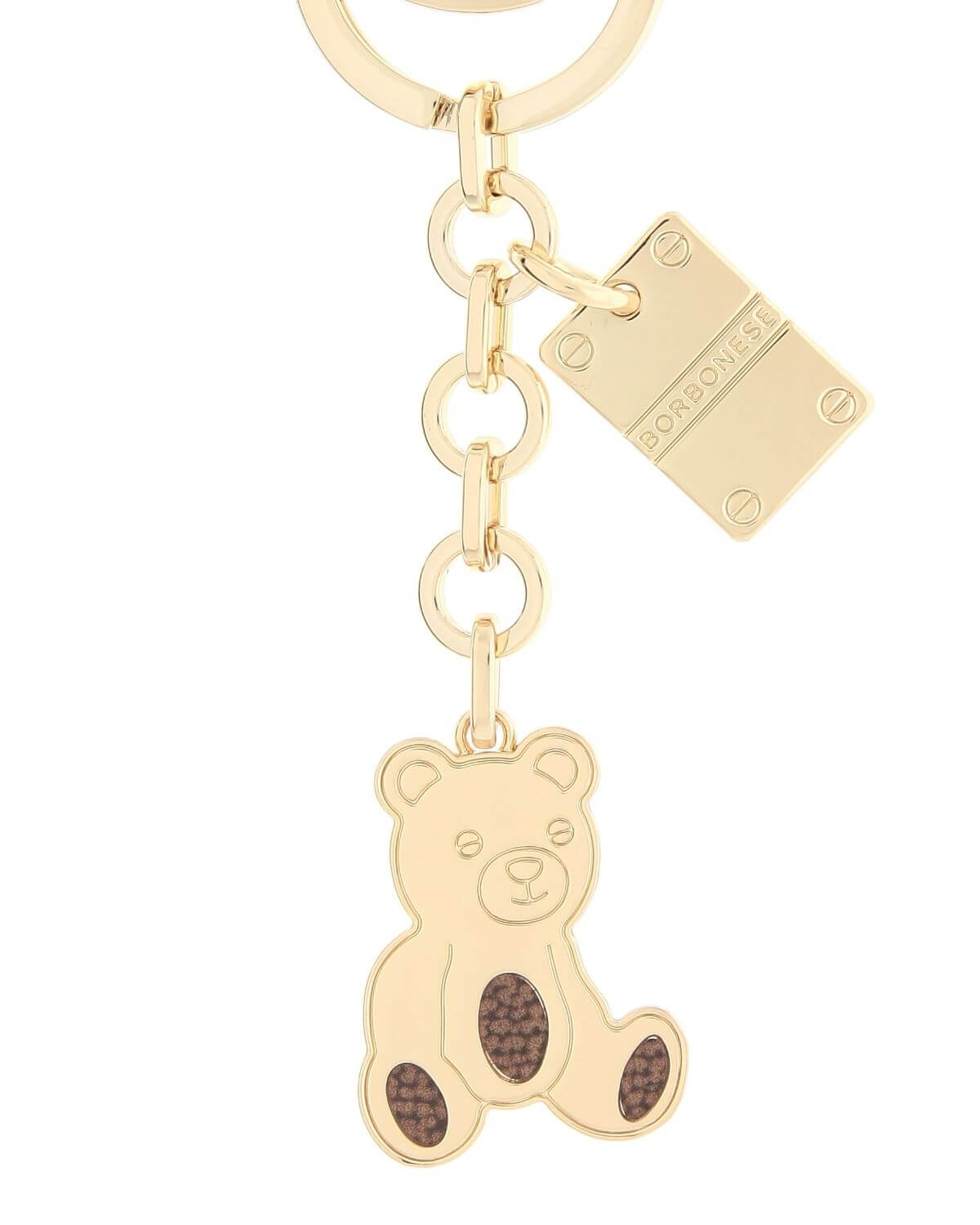 Borbonese bear keychain, women's accessory, cute animal design, attached keyring, made of textured material for everyday use.
