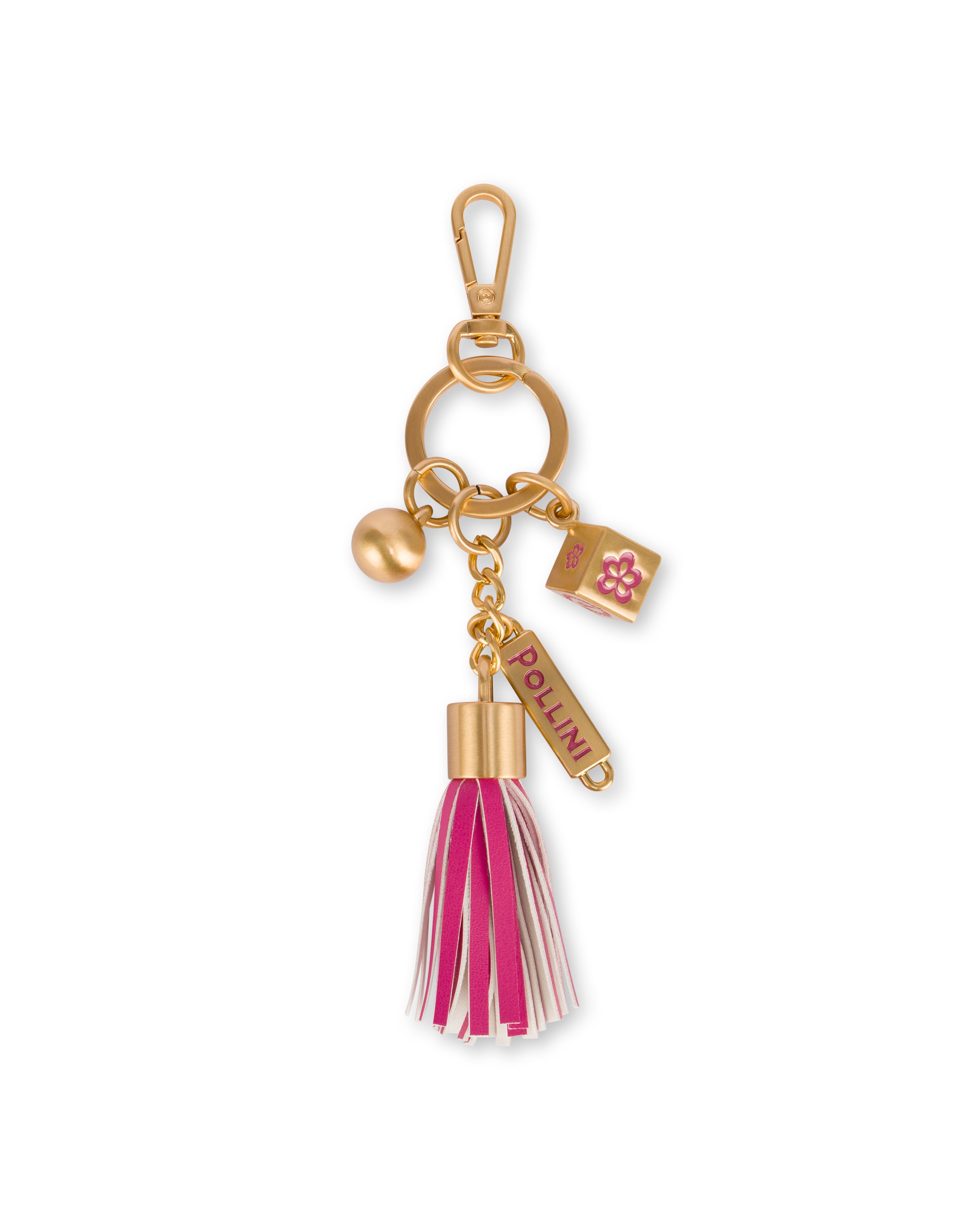 Soft Pollini keychain for women featuring a stylish, textured design with the Pollini brand logo, ideal for accessorizing keys.