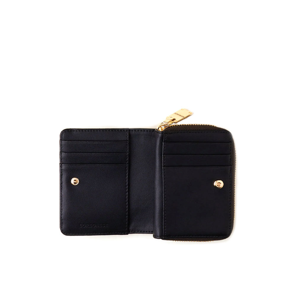 Small zip-around graffiti-themed Borbonese wallet for women, featuring vibrant design and compact accessory style.