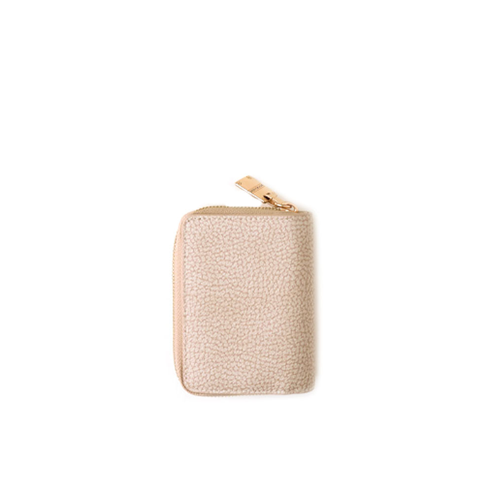Small Zip Around Portafoglio by Borbonese with graffiti design, featuring multiple card slots and compact wallet style.