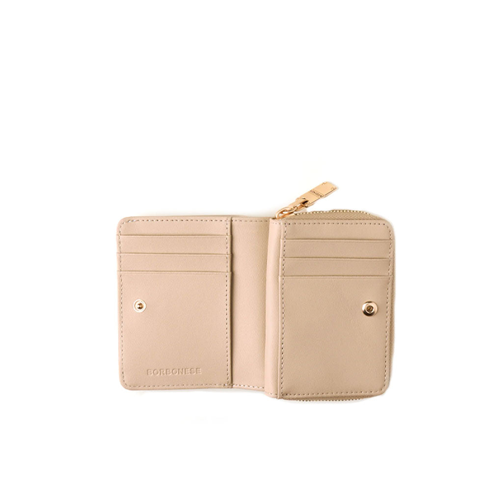 Small zip-around graffiti Borbonese wallet for women, featuring colorful graffiti design and compact accessory for essentials.