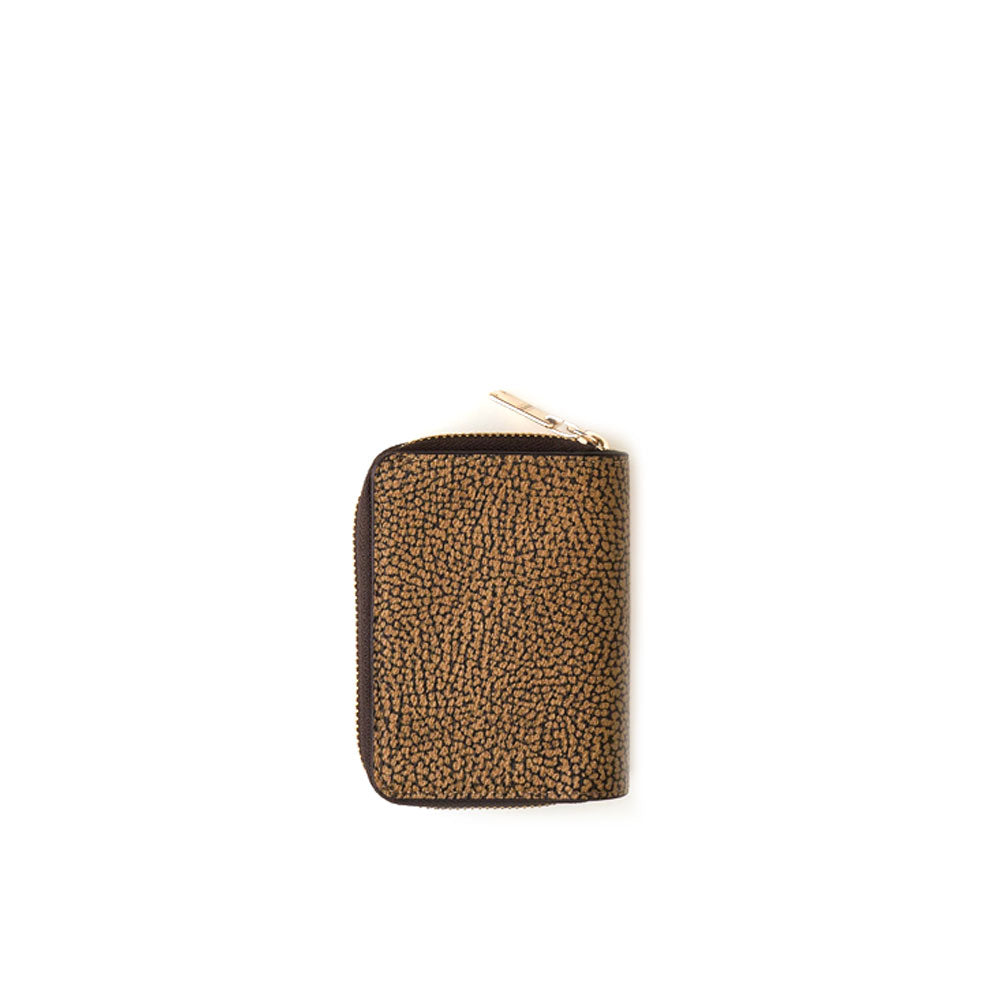 Small zip around graffiti Borbonese wallet for women, featuring colorful graffiti design and compact leather interior.