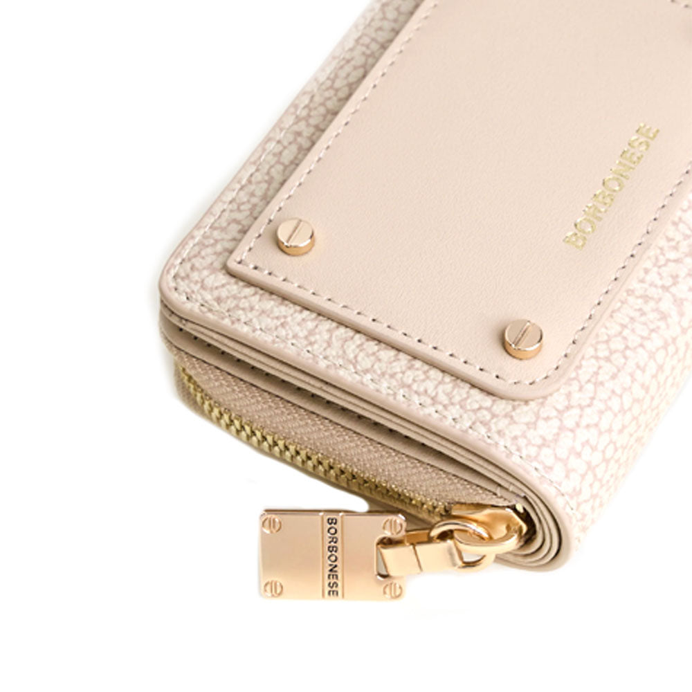 Small zip around graffiti print Borbonese women's wallet with multiple card slots and coin compartment.