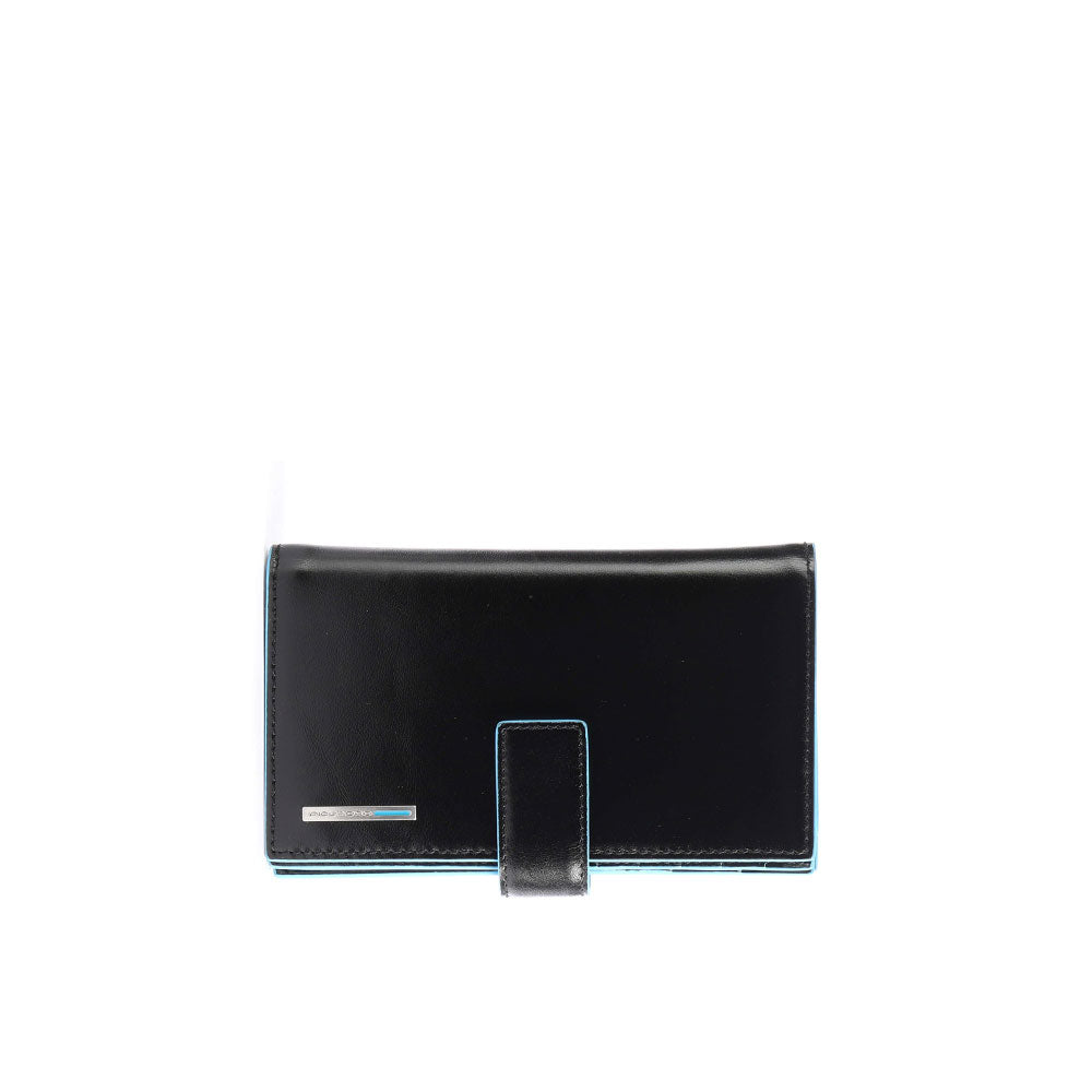 Blue Square Piquadro women's wallet with sleek design and multiple card slots, crafted from high-quality leather.