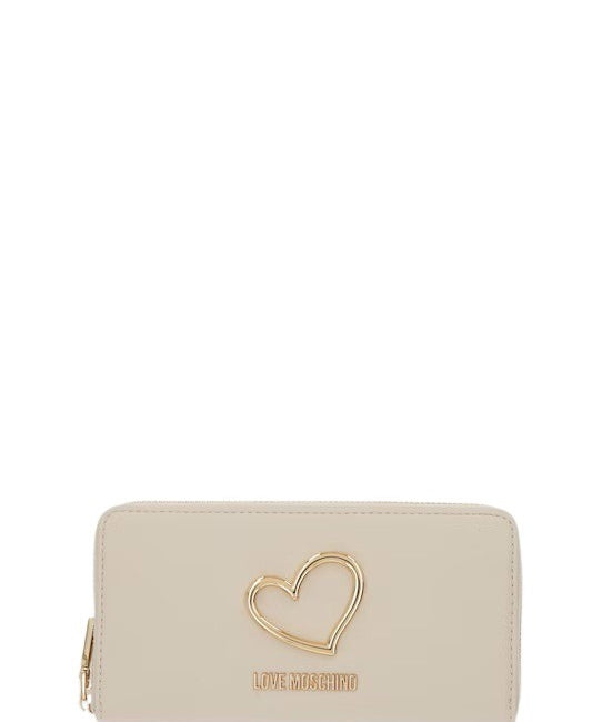 Love Moschino women's wallet featuring a colorful design, compact leather accessory with brand logo and multiple card slots.