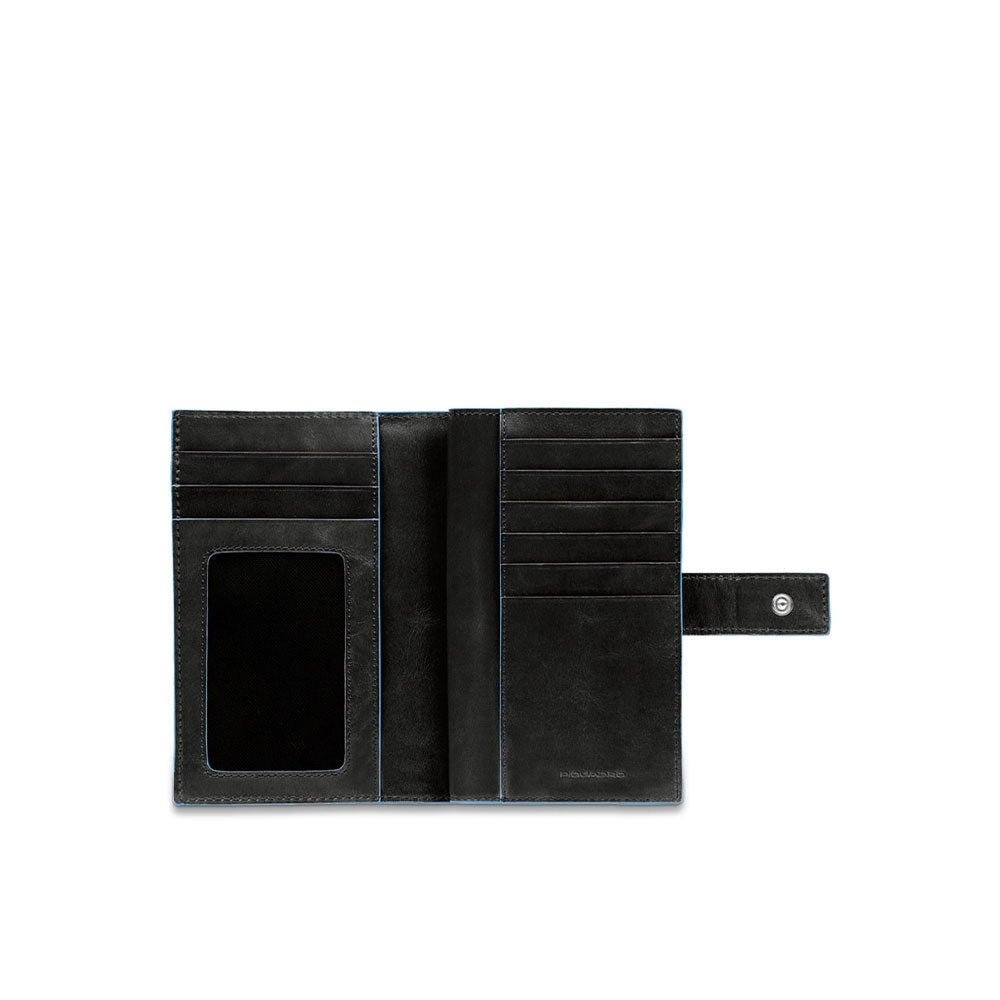 Blue Square Piquadro women's wallet with sleek design and multiple card slots, crafted from high-quality materials.