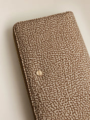 Large Borbonese wallet for women with elegant leather design, featuring multiple card slots and a spacious compartment.