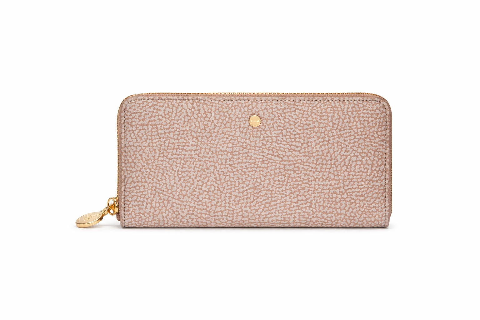 Large Borbonese women's wallet with multiple card slots and compact design, made of textured leather.