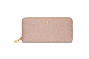 Large Borbonese women's wallet with multiple card slots and compact design, made of textured leather.